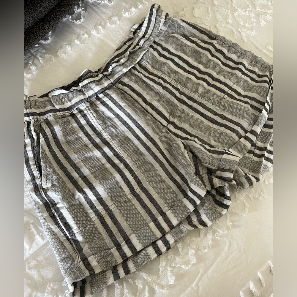 Maurices Gray and White Striped Linen Shorts